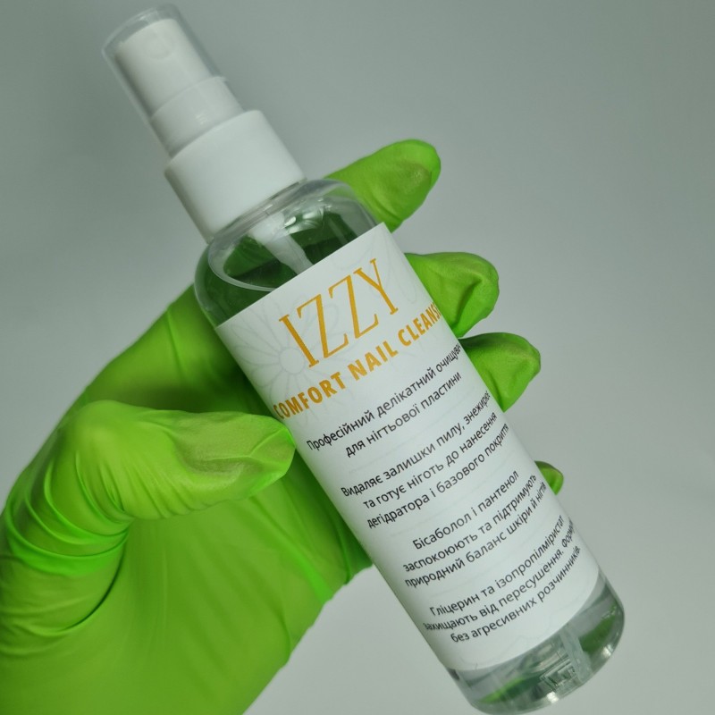 Делікатний очищувач нігтів перед нанесенням дегідратору IZZY Comfort Nail Cleanser, 100ml