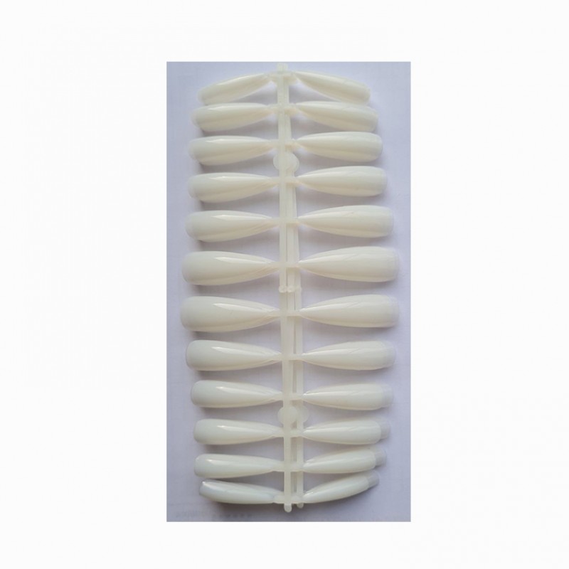 Гелеві тіпси для нарощування, гострий мигдаль, молочні, 24шт набір