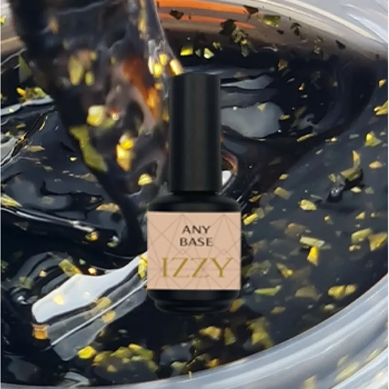 База для манікюру чорна з золотою поталлю, Izzy Any Base 05, 15мл