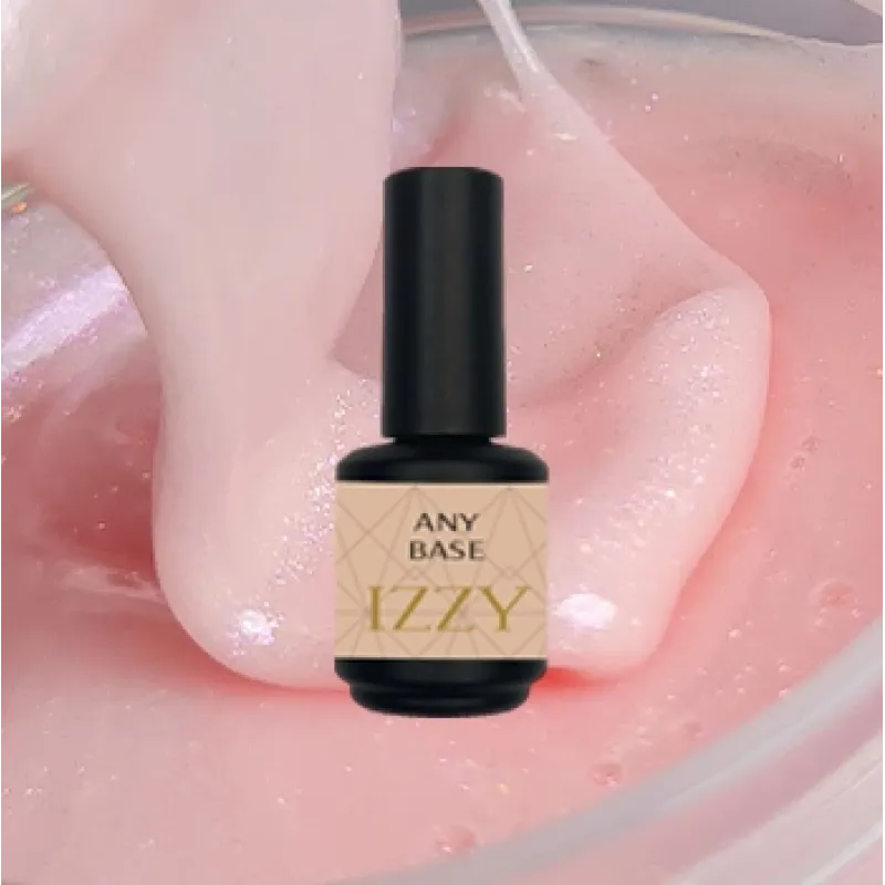 База для манікюру камуфлююча, рожева з блискітками, Izzy Any Base 04, 15мл