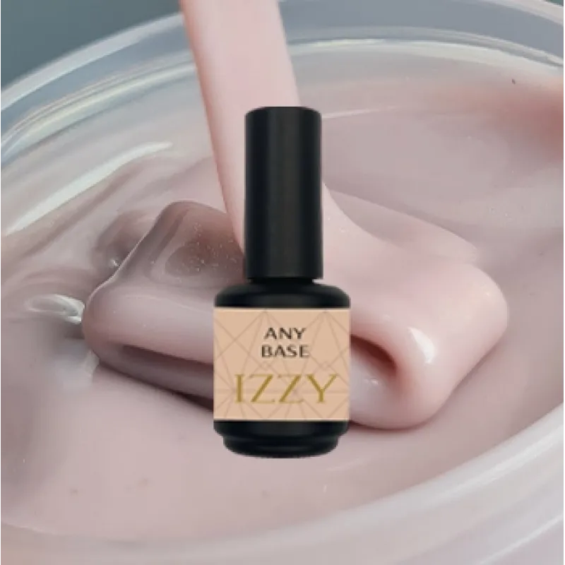 База для манікюру камуфлююча, лілового кольору з блискітками, Izzy Any Base 12, 15мл