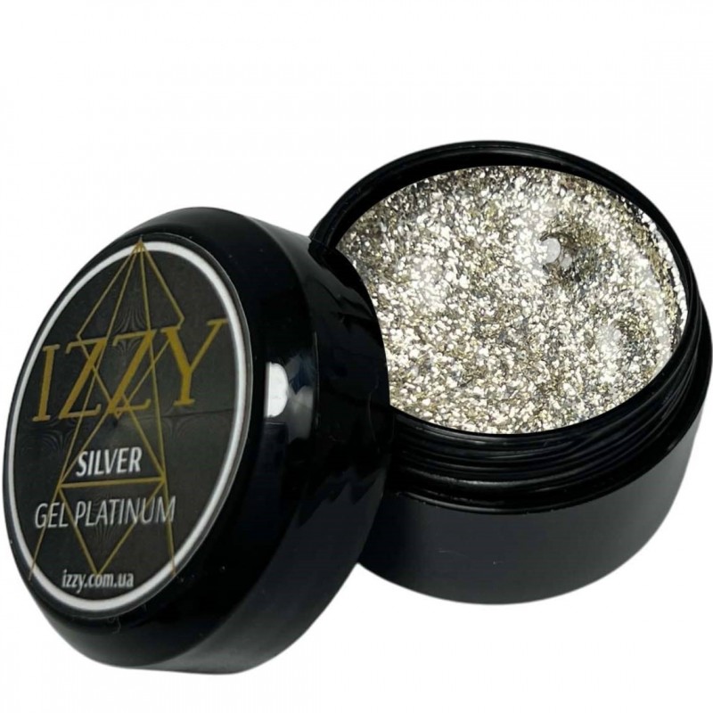 Срібний платінум гель для нігтів – Platinum Silver IZZY, ефект металу