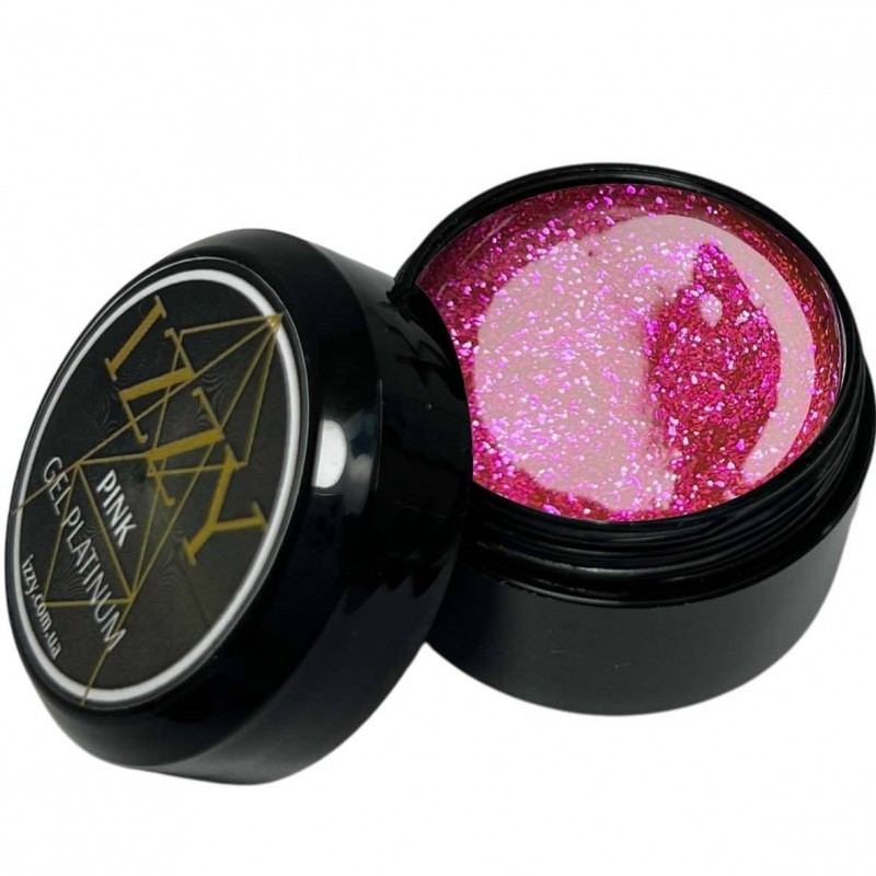 Платінум гель для нігтів – Platinum Pink, рожевий блискучий гель Izzy