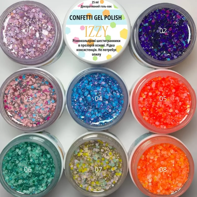 Декоративний гель-лак для манікюру IZZY Confetti №05, 25 ml