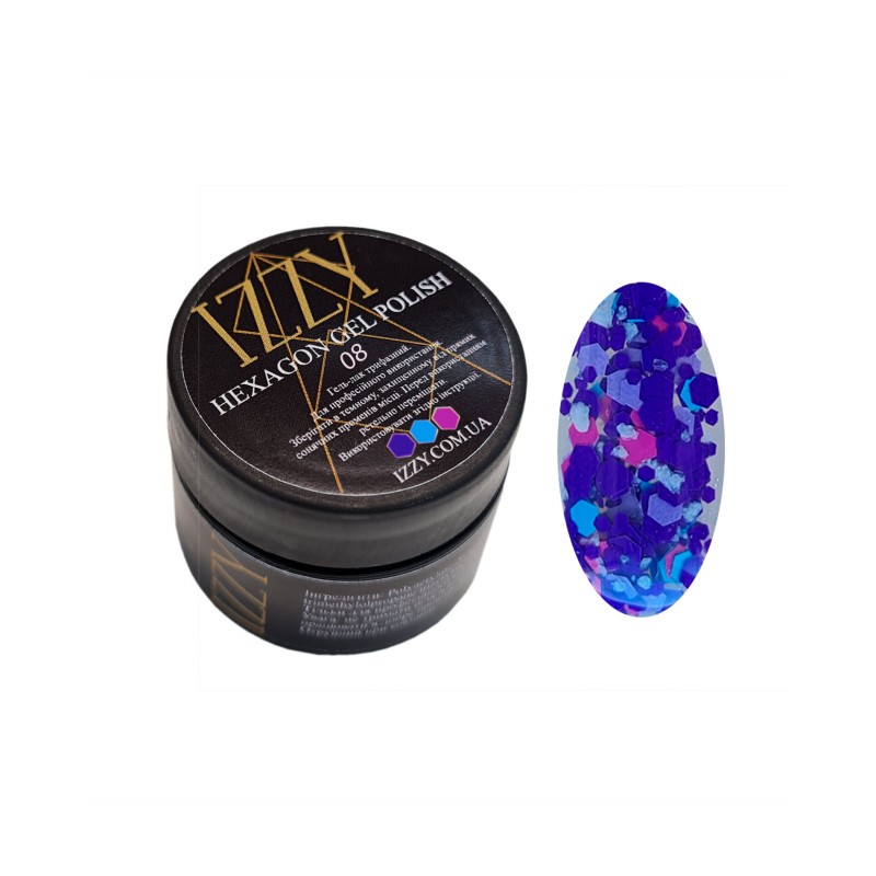 Декоративний гель-лак для манікюру IZZY Confetti №08, 25 ml