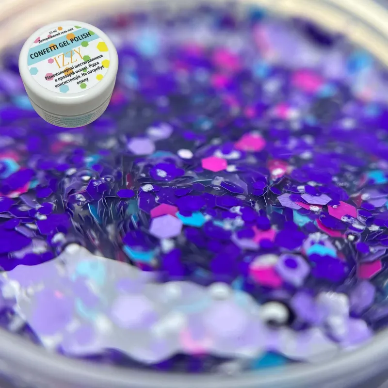 Декоративний гель-лак для манікюру IZZY Confetti №02, 25 ml