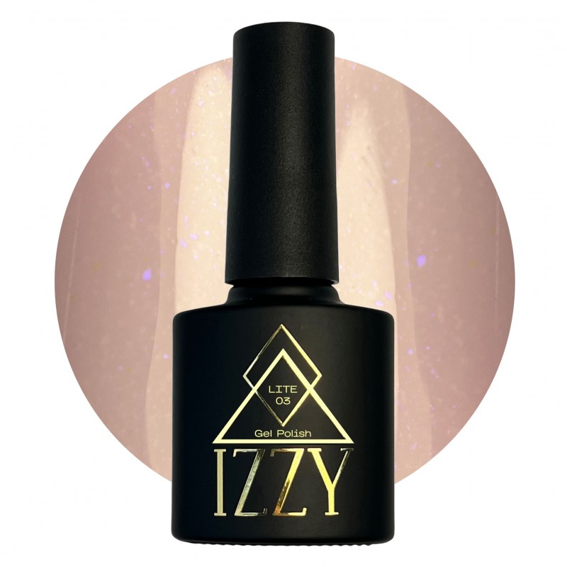 Гель-лак ніжно-бузкового камуфлюючого кольору з мікроблиском Izzy Gel Polish Lite 03, 10мл