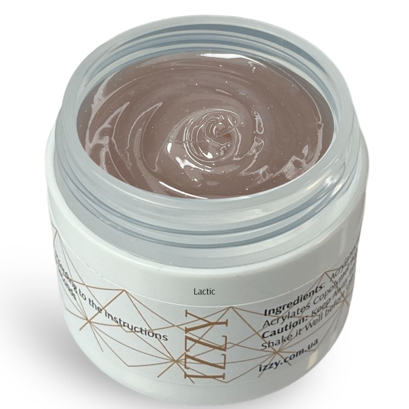 Cover Lactic гель 40гр., для нарощування нігтів, камуфлюючий з блиском, двофазний Izzy