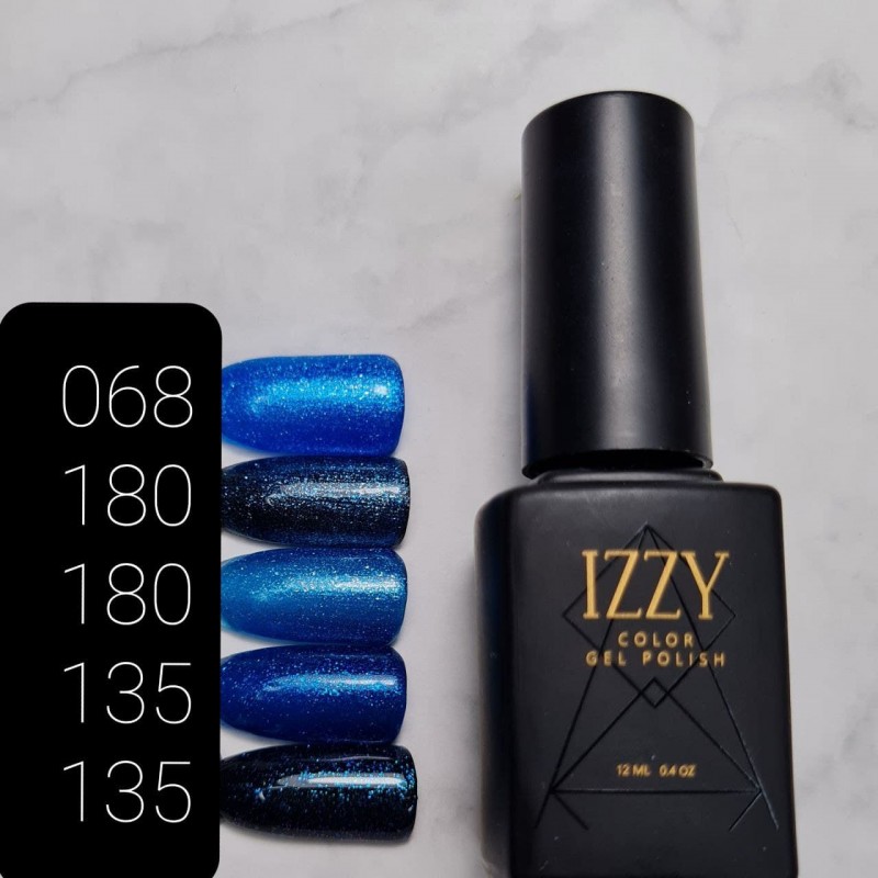 Синій блискучий гель-лак для манікюру IZZY 135, 12мл