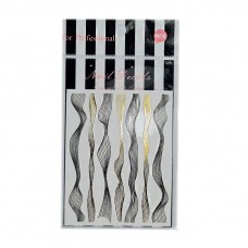 Наклейка для манікюру "Чорна і золота хвиля", металізована