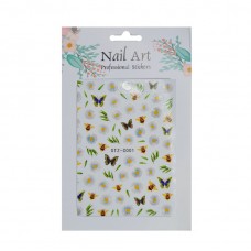 Наклейка для манікюру "Ромашки і комахи"