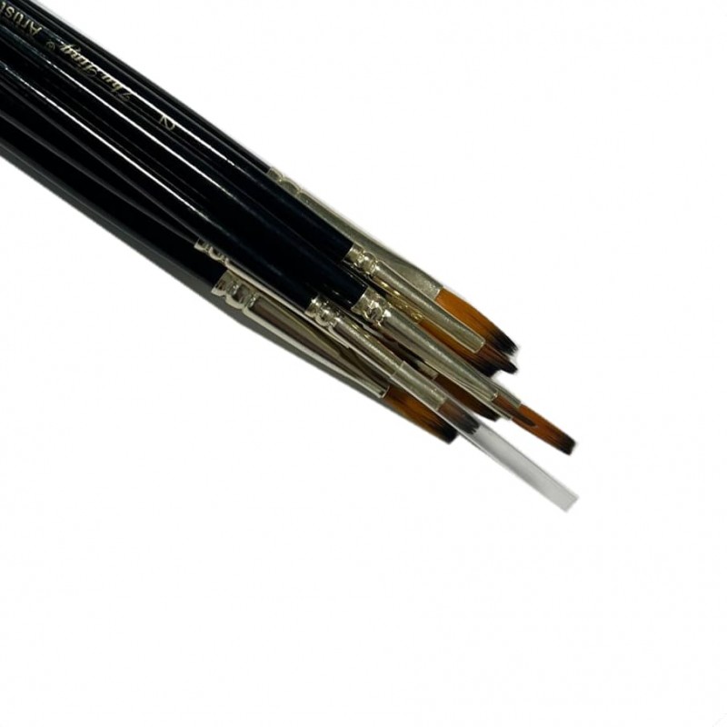 Набір із 10ти пензлів для манікюру, різного розміру, пласкі