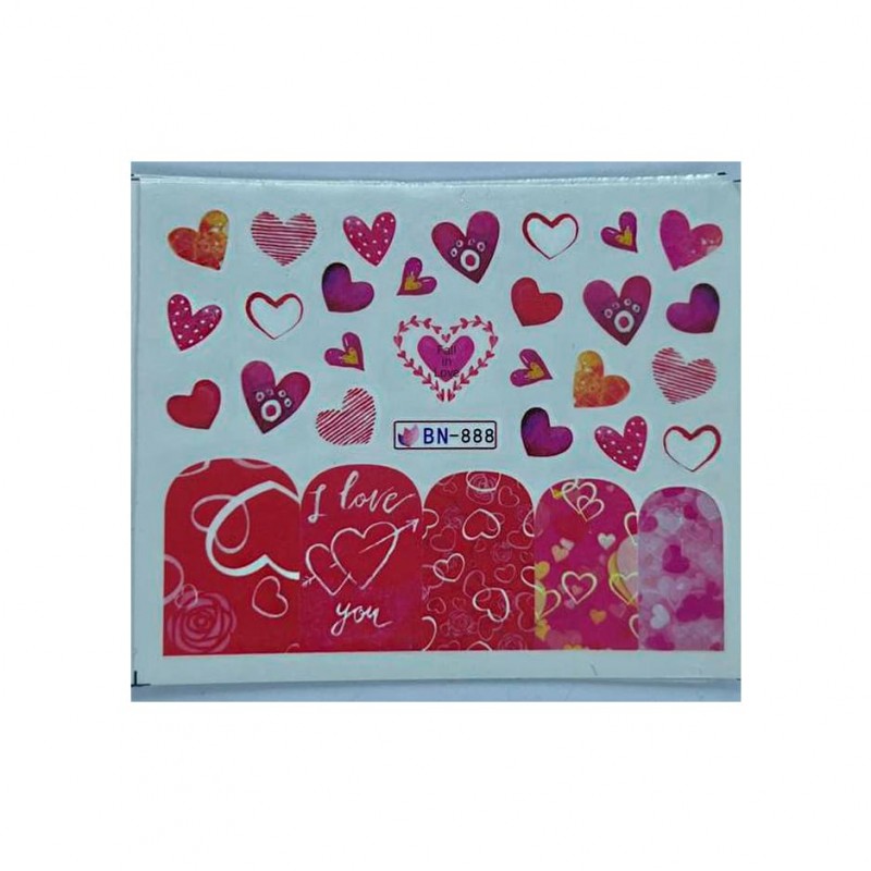 Слайдери для манікюру до Дня Закоханих – сердечка, поцілунки, Love