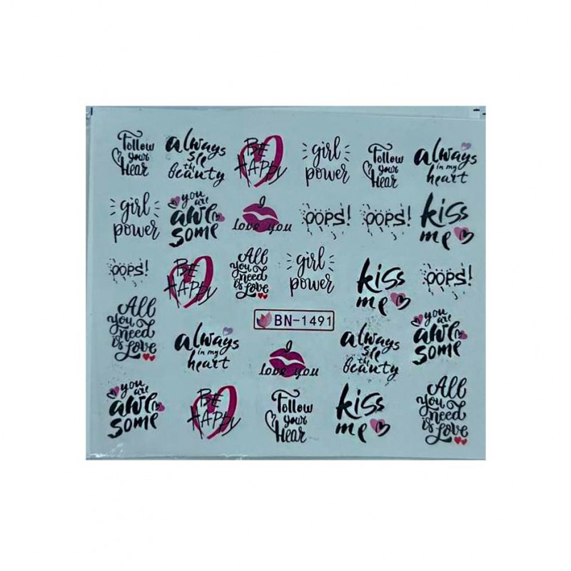 Слайдери для манікюру до Дня Закоханих – сердечка, поцілунки, Love