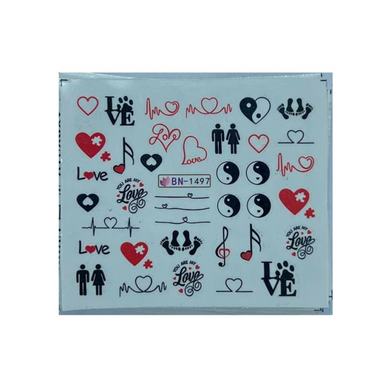 Слайдери для манікюру до Дня Закоханих – сердечка, поцілунки, Love