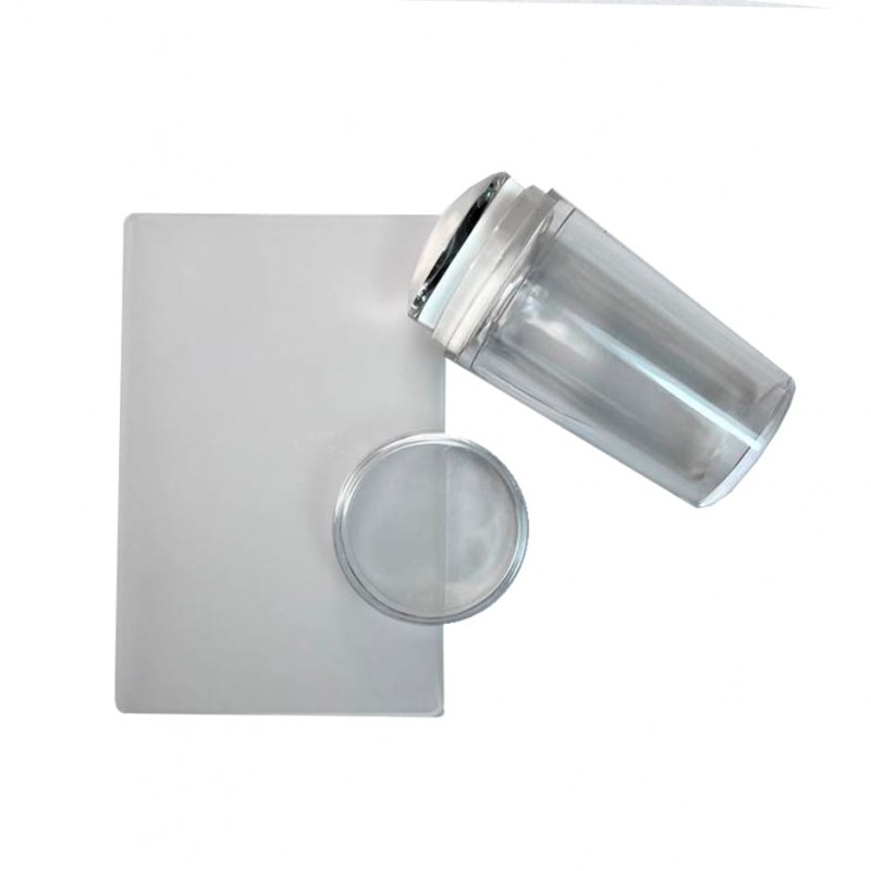 Прозорий силіконовий штамп для стемпінгу зі скребком та кришечкою