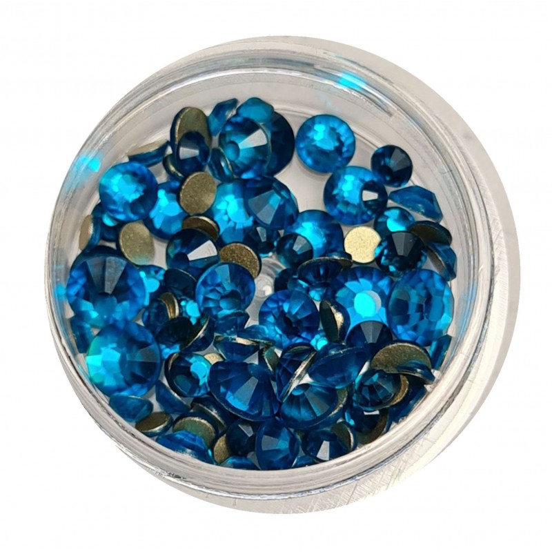 Лазурні стрази для манікюру різного розміру, 100шт