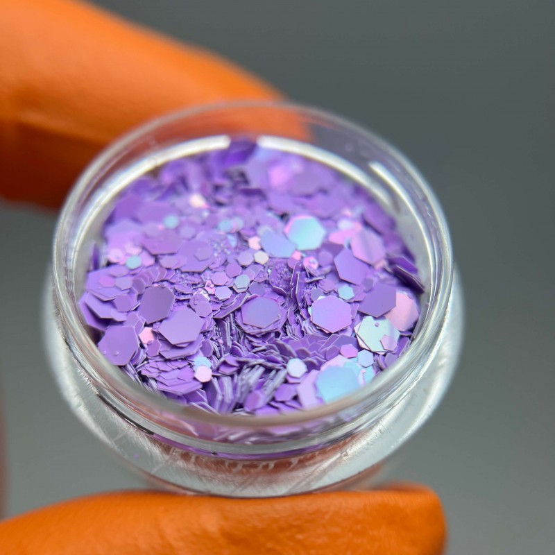 Каміфібукі шестигранки декор для манікюру фіолетовий хамелеон, 2г