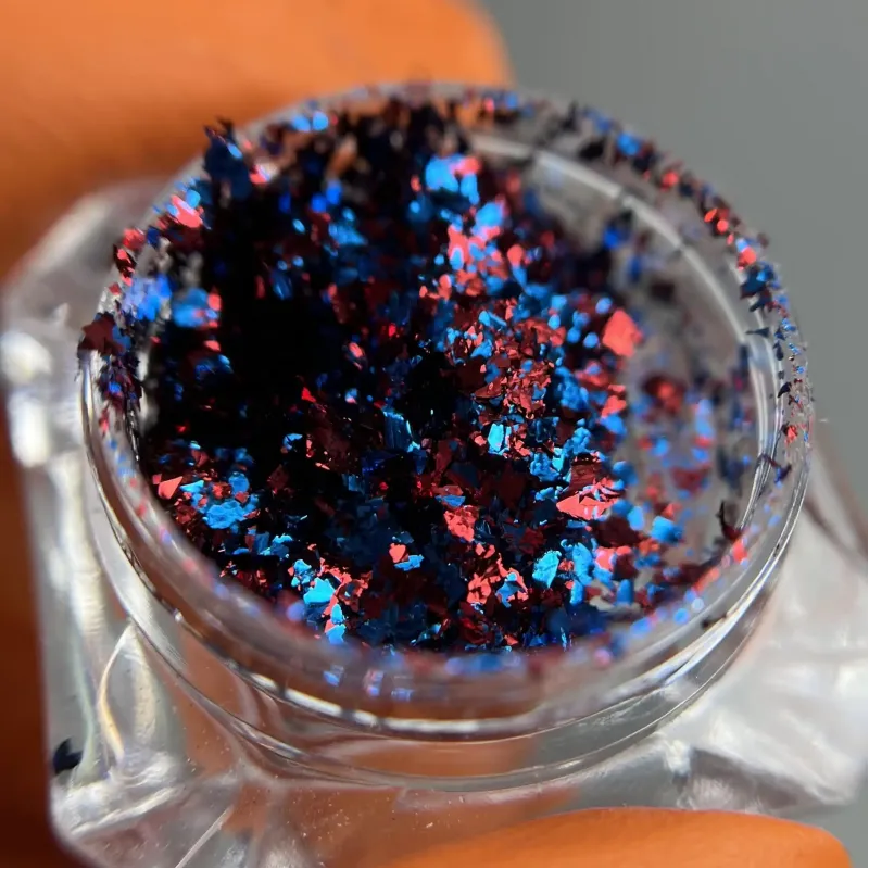 Синьо-червона втірка для манікюру, пластівці Юкі, номер 004-2