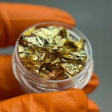 Поталь для манікюру, фольга жата в баночці жовте золото