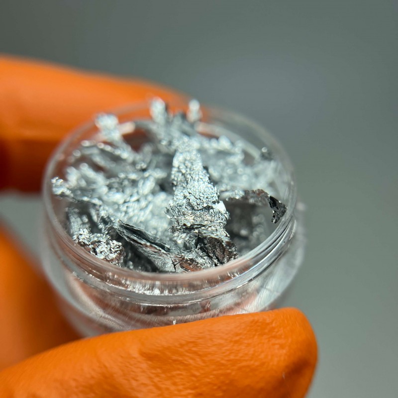 Поталь для манікюру, фольга жата в баночці срібна