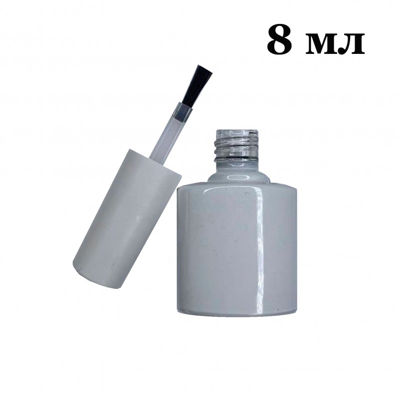 Пустий флакон білий скляний, 8мл з пензлем